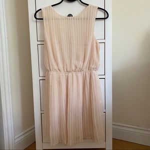 Pale pink yellow nude pleated cocktail dress party